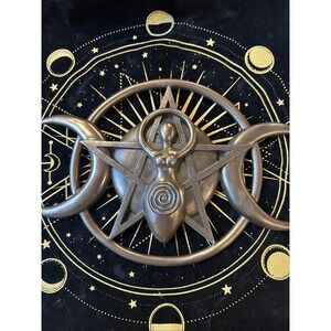 The Spiral Goddess Triple Moon Pentacle Bronze Plaque Wall Decoration Wiccan NEW